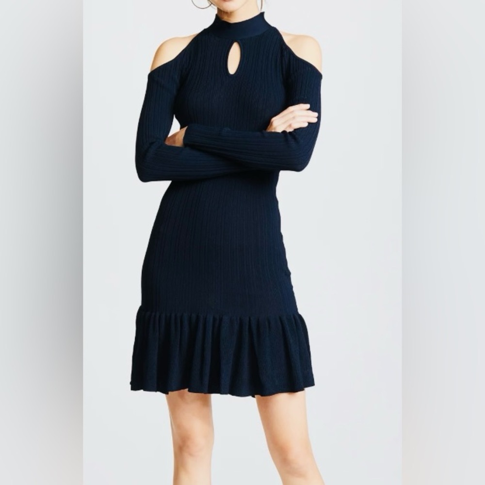 BB DAKOTA Midnight Blue Cold Shoulder Dress